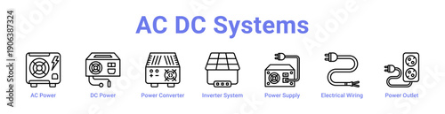 Ac Dc Systems Icon Banner and Collection