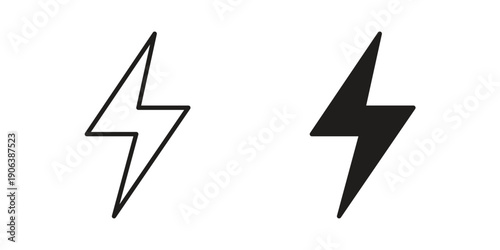 Thunder bolt icons vector. Line and glyph design with editable stroke