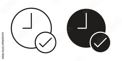 Time check icons vector. Line and glyph design with editable stroke