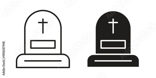 Tombstone icons vector. Line and glyph design with editable stroke