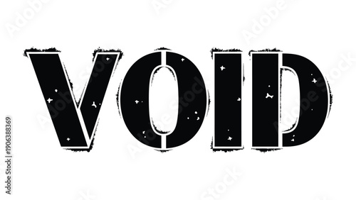Void in Dark: A bold, grunge-style word mark conveys a sense of emptiness and absence. 