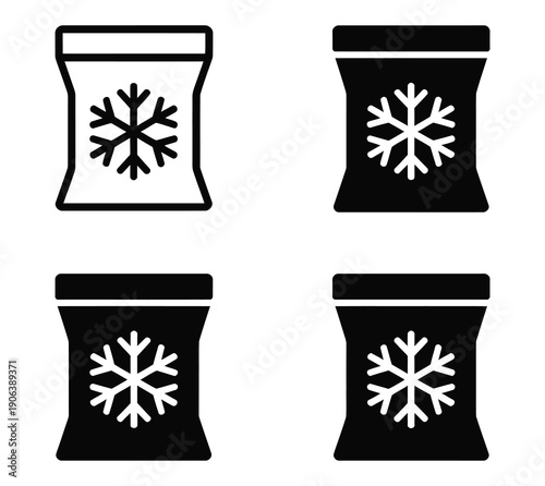 Frozen food bag icon set, fully editable colors, vector illustrations ideal for online grocery platforms