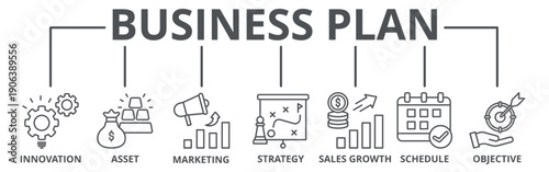 Business plan banner web icon vector illustration concept