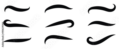 Vector ornamental curve swoosh tail isolated on a transparent background. Swoosh elements for  baseball, football logo and web design elements.