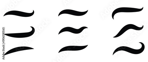 Stylish hand drawn vintage look vector Swoosh tails or swashes for play game logo, text design and web design elements. Isolated on a white background.