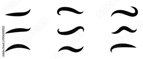 Set of dynamic curved swoosh tail elements. Baseball of football swoosh text tails in retro style. Sporty  swash strokes for vintage typography and font design. Eps10.