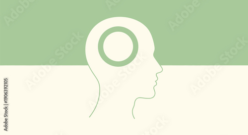Mindful thinking concept with green and beige tones for mental health and wellness ideas