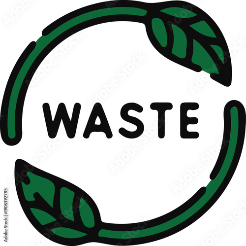Eco-Friendly Waste Management Concept: Vector Illustration of a Green Recycling Bin for Sustainable Refuse Disposal and Environmental Protection