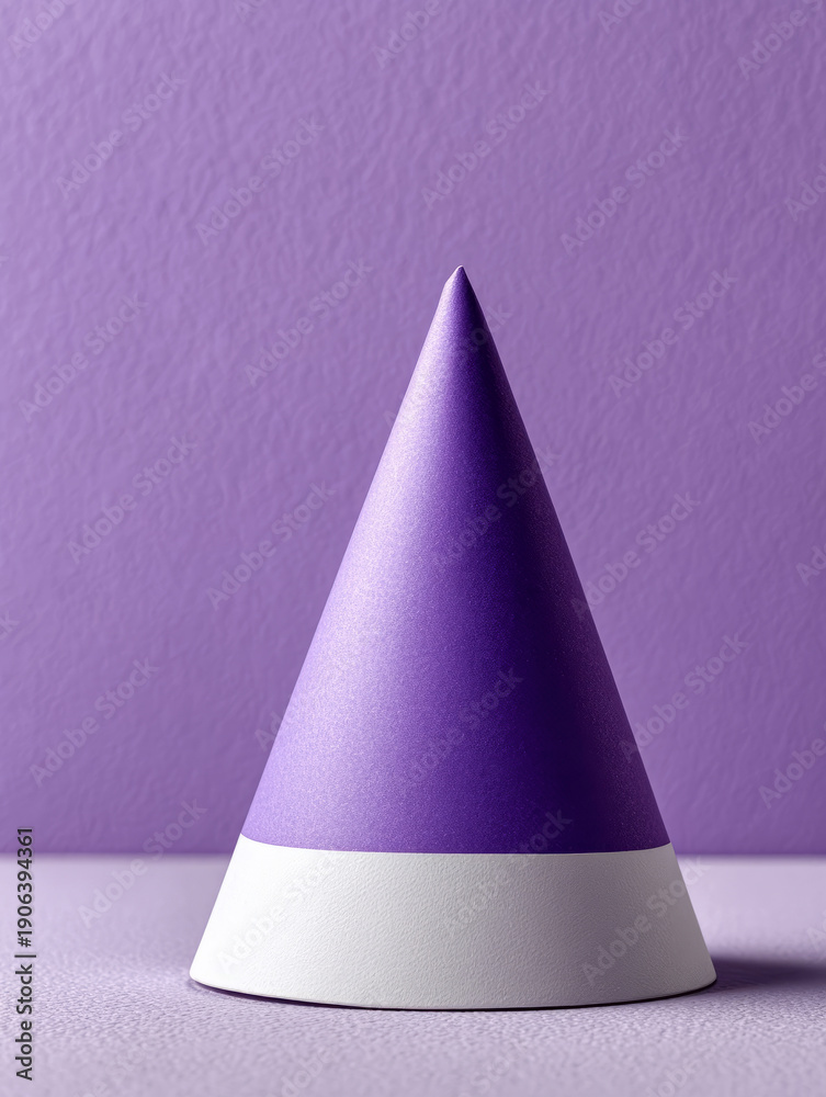 Fototapeta premium Purple and white cone on a matching textured surface