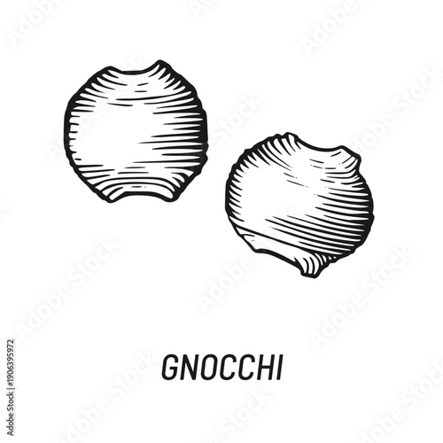 Gnocchi Pasta vector illustration. Hand drawn sketch design element.