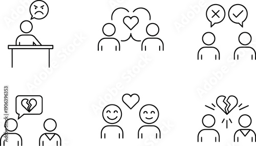 Illustrations of people expressing different emotions and reactions.