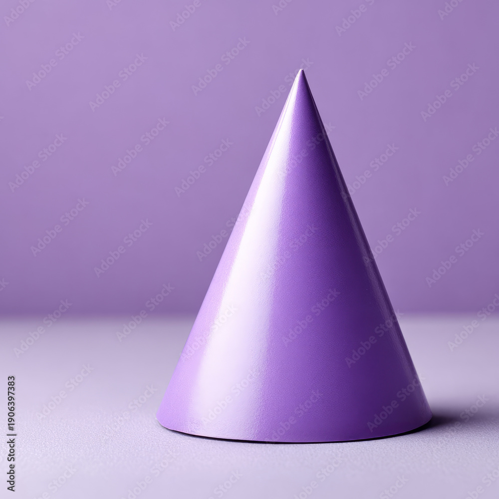 Fototapeta premium Purple geometric cone on minimalist surface background