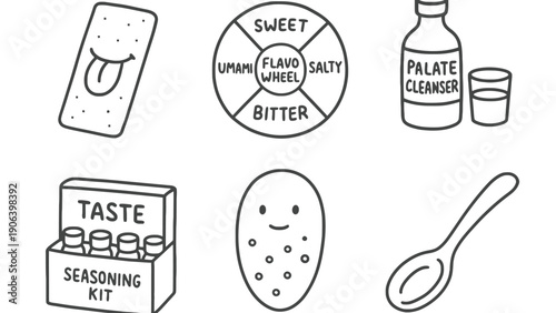 Taste vector illustration set with seasoning kit on transparent background