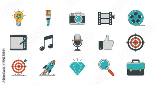 Collection of Creative and Business Icons for Digital Projects.