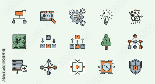 Colorful Vector Icons Representing Various Concepts and Ideas.