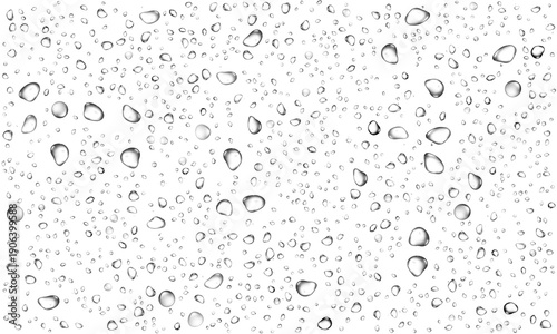 Cuadro en lienzo Water rain or shower drops seamless border isolated on transparent background