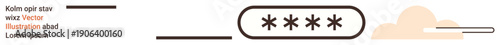Cybersecurity, data privacy, password protection, identity verification, online security, secure access. Password field with asterisks and minimal cloud design. Cybersecurity and data privacy concept