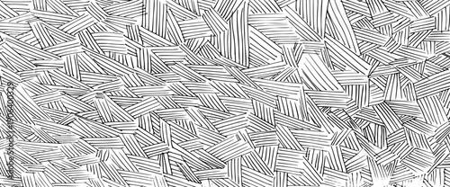 Crosshatch hand drawn texture. Diagonal pencil strokes form geometric textile design. Black linear shading creates vintage fabric overlay with rough grunge aesthetic. Vector monochrome tribal bg.