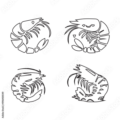 Shrimp illustration icon set