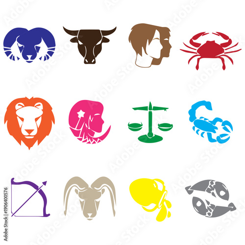 Colorful Zodiac Astrology Signs