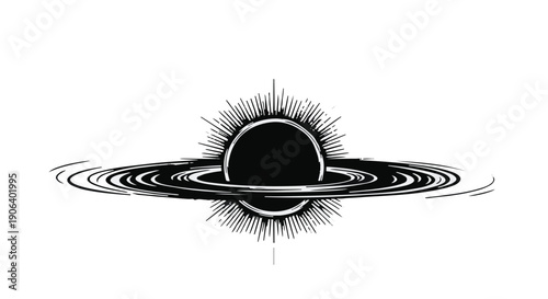 Mysterious black hole with radiating light and swirling cosmic dust