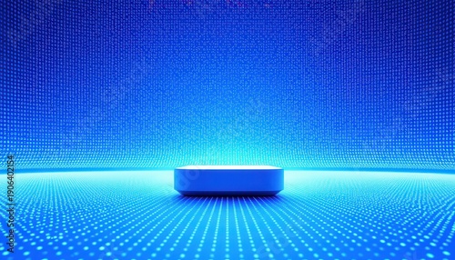 Futuristic Blue Platform Hightech Grid Environment
