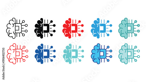 A collection of various colored circuit board icons on a white background