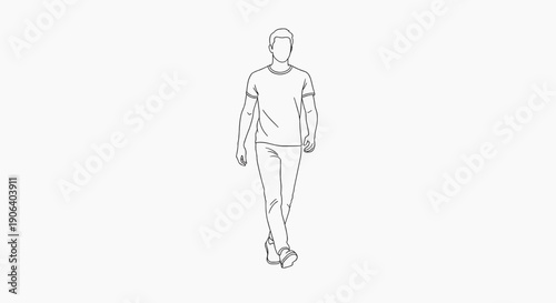 A minimalist line art illustration of a man walking alone