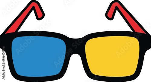 Anaglyph 3d glasses with blue and yellow lenses