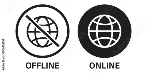  Online and offline internet icon, Set of online and offline internet icons red and green color, Online and offline internet connection Icons, Set of connect and disconnect in
