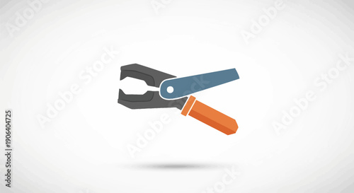 Adjustable wrench with colored handle on white background.