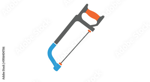 Coping saw with colored handles on a white background.