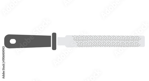 Simple illustration of a kitchen grater with textured surface and handle.