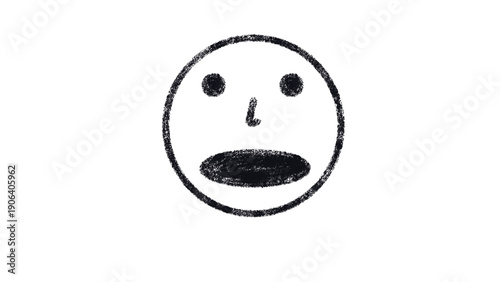 Shocked Emoji Hand-Drawn Vector - Sketchy Surprised Face Scribble Icon Isolated on White Background