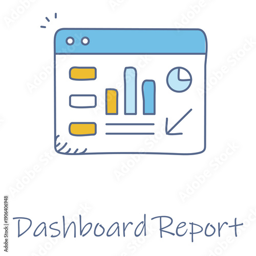 Hand Drawn Dashboard Report Icon For Business Analytics Visualization