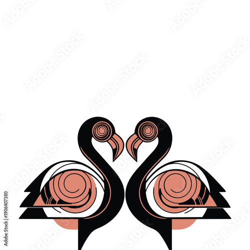 Pair of Minimalist Black and flamingo