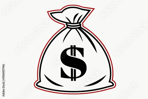 Money Bag Icon Design, Financial Wealth Symbol, Cash Savings Concept Illustration