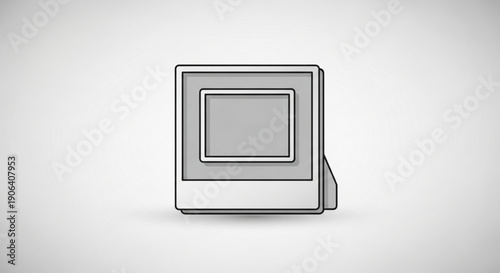 Stack of blank polaroid photos on white background gray and white colors simple illustration