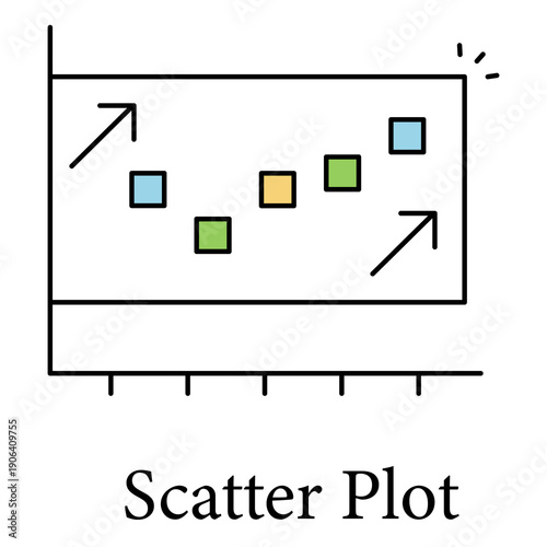 Scatter Plot Icon Showing Relationship Between Two Variables And Correlation