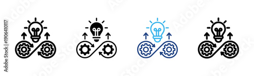 Continuous Innovation icon set multiple style collection