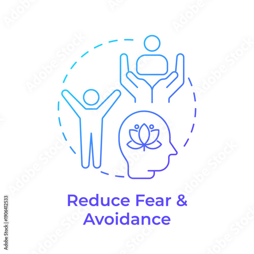 Reduce fear and avoidance blue gradient concept icon. Mental wellness, personal growth. Community support. Round shape line illustration. Abstract idea. Graphic design. Easy to use in brochure