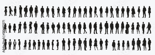 people silhouette set man woman silhouettes crowd of people 