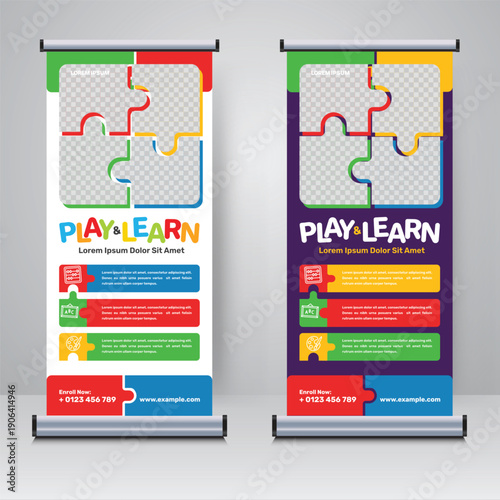 School Admission Roll up Banner design template