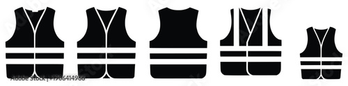 Safety Vest Assortment: A set of high-visibility safety vests, essential for worker safety in various environments, illustrating design variations and sizes for comprehensive safety solutions.