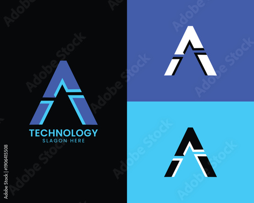 Modern letter A logo design for technology branding