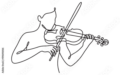 Call center theme featuring a male customer service agent working at a computer with a headset in continuous line drawing style.