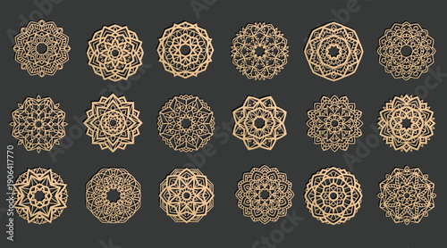lotus vector mandala vector template set for cutting