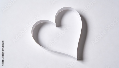 Paper Cut Heart Shape Minimal Valentine’s Day Concept Isolated