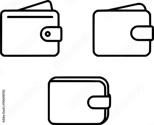 Vector illustration of 3 wallets in outline design