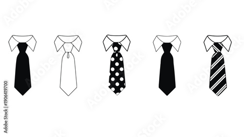 A collection of stylish neckties and collared shirts for business attire